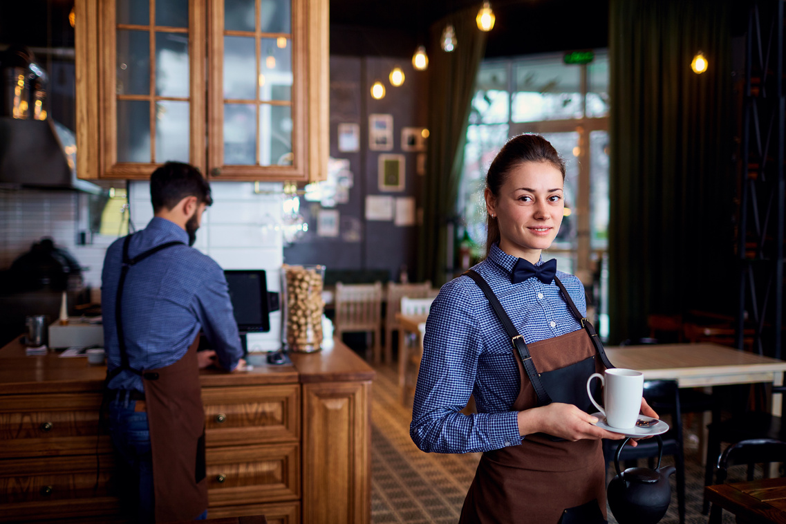 Waitress at Bar